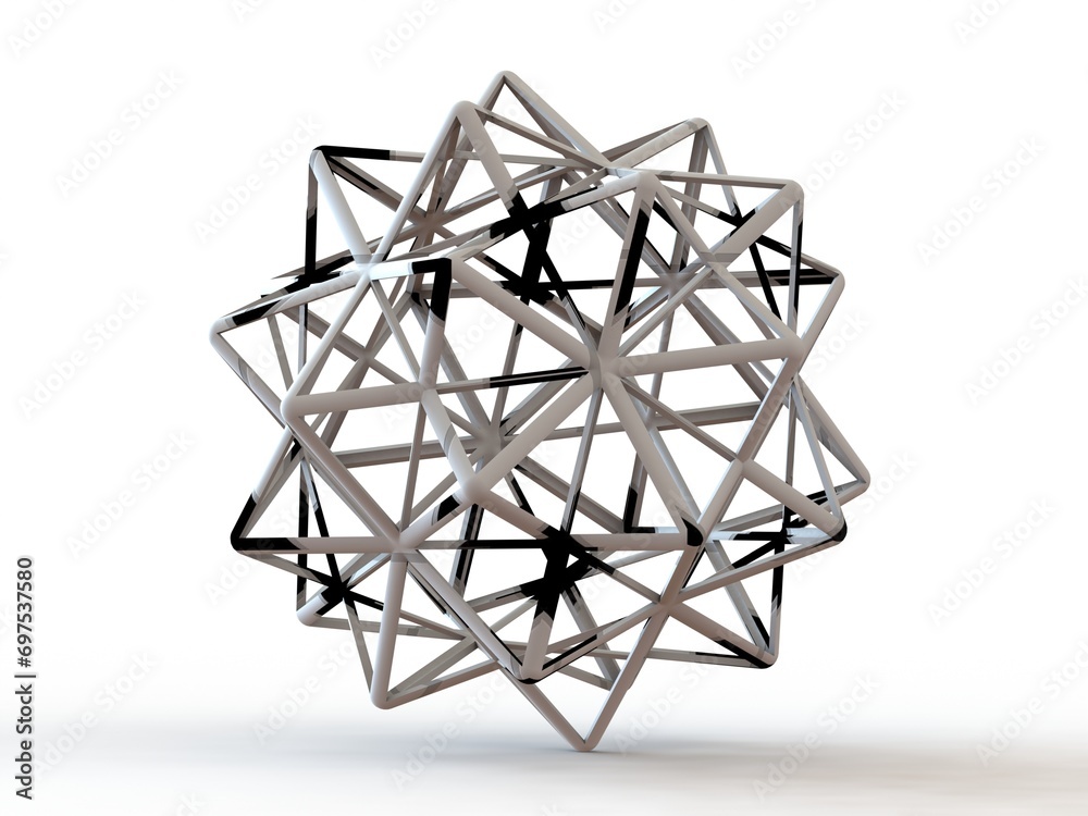 Wireframe Shape Compound of Five Octahedra 3D print model Wireframe Shape Compound of Five Octahedra 3D print model