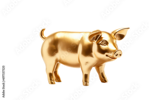 golden pig or pigmade of gold as an animal of lucky sign isolated on white or transparent background