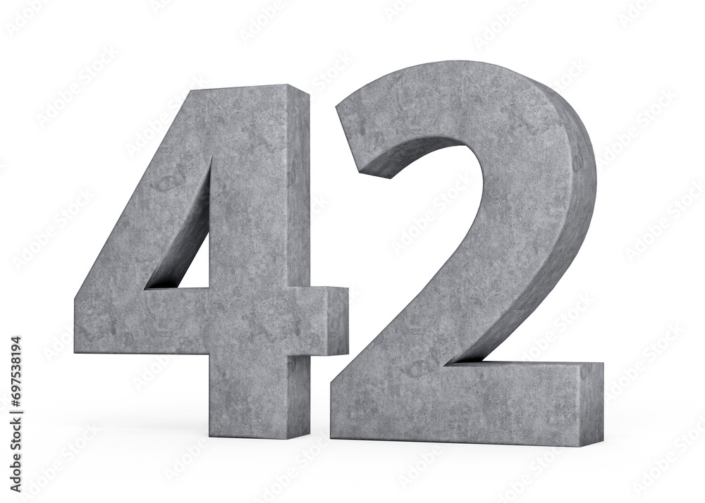 3d Concrete Number Forty two 42 Digit Made Of Grey Concrete Stone On White Background 3d Illustration 3d Concrete Number Forty two 42 Digit Made Of Grey Concrete Stone On White Background 3d Illustration