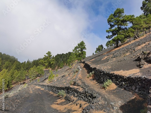 hiking route  ruta de los volcanes  on the island of La Palma  Spain 