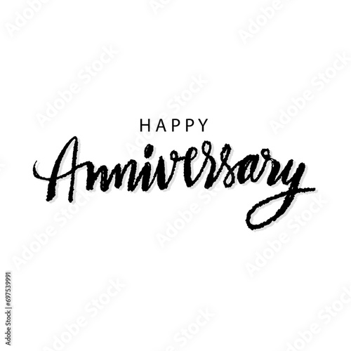 Happy Anniversary lettering. Handwritten modern brush calligraphy. Ink illustration. Isolated on white background.