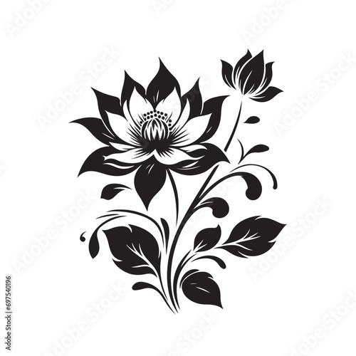 Fototapeta Naklejka Na Ścianę i Meble -  Blooms in Silhouette - A Captivating Display of Nature's Elegance, Each Petal Gracefully Outlined in Timeless Shadows with Flower Silhouette
