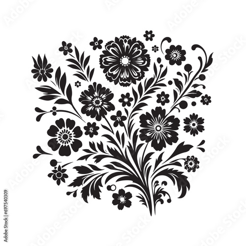 Flower Silhouette - Silhouetted Blossoms Creating an Elegant Dance in Shadows, Each Petal an Artistic Expression of Nature's Beauty 