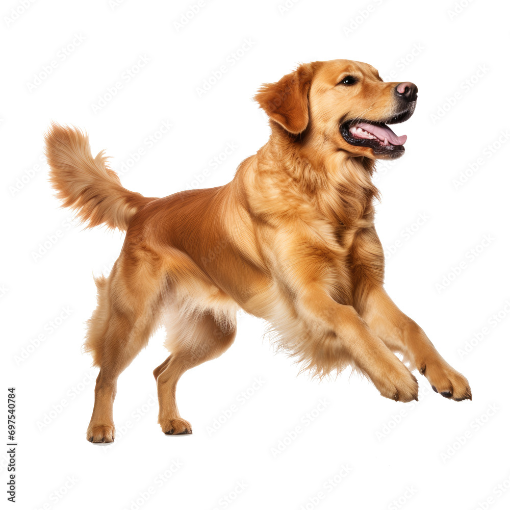Golden retriever jumping isolated on white Golden retriever jumping isolated on white