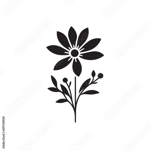 Fototapeta Naklejka Na Ścianę i Meble -  Silhouetted Bouquet - Flowers Artfully Outlined in Delicate Shadows, Creating a Beautiful and Elegant Botanical Display Flower Silhouette
