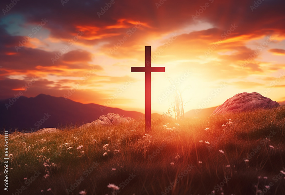 Fototapeta premium Lent season cross background