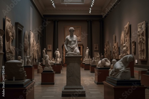 ancient art museum , ai generated. Generative AI