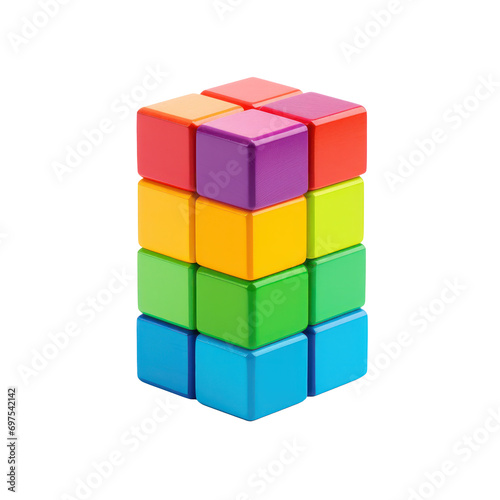 Colourful toy blocks for kids isolated on white or transparent background