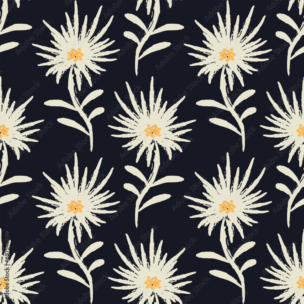 Vector floral seamless pattern background. Beige abstract flowers for fashion textiles, fabric, graphics, and background