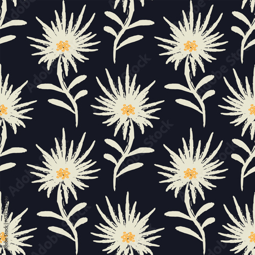 Vector floral seamless pattern background. Beige abstract flowers for fashion textiles, fabric, graphics, and background