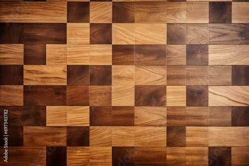 Texture of wood grain with checkerboard parquet pattern. Generative AI