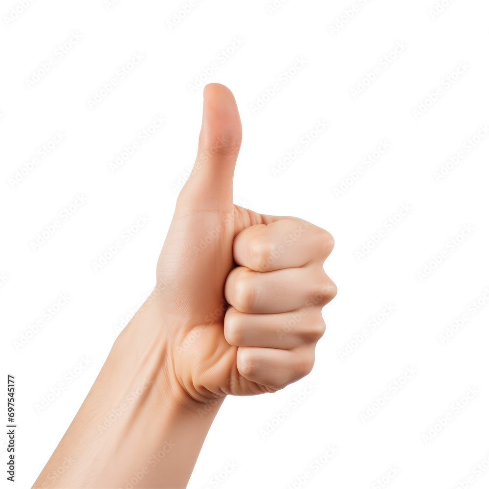 hand showing thumbs up isolated on white or transparent background 