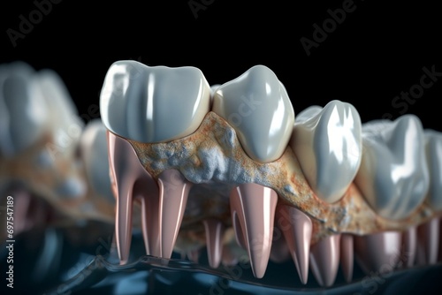 3d render of teeth in gums with cyst. Generative AI