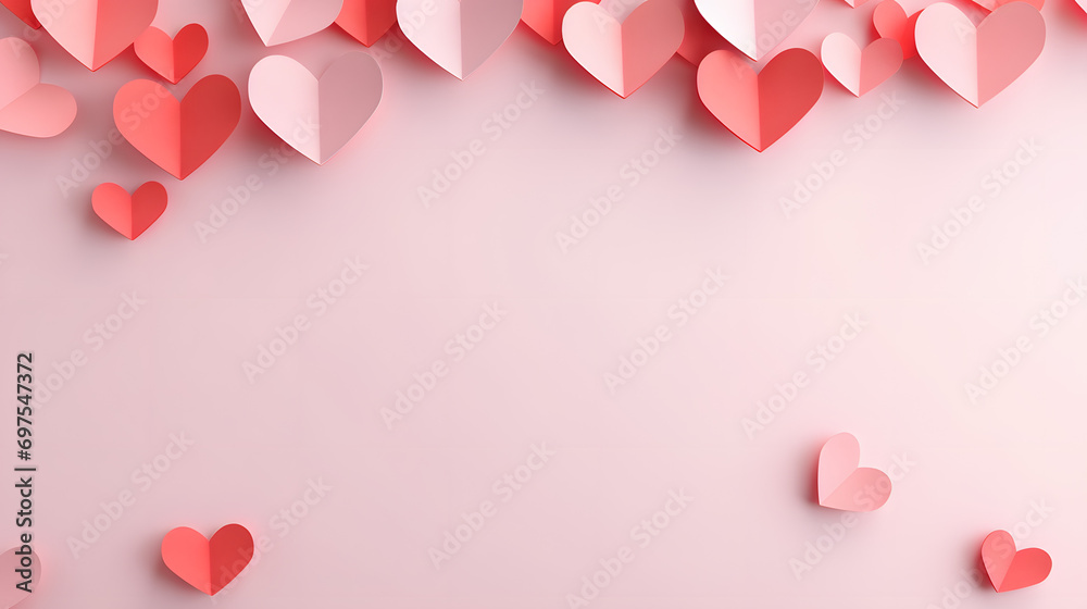 Whimsical Valentine's Day Scene with Playful Red Hearts on Pink Background - Creative and Fun Heart-Shaped Objects for Gift Ideas and Present Inspiration
