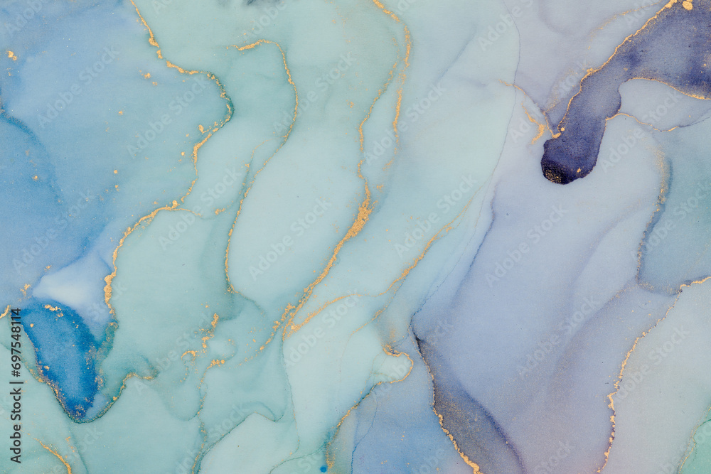 Fototapeta Abstract clouds. Modern futuristic pattern marble translucent colors texture.. Multicolor dynamic background mixing liquid paints art.