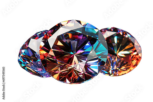 Numerous diamonds sparkling and colorful surface  isolated on PNG Background. Generative Ai.