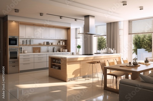 modern kitchen interior with kitchen