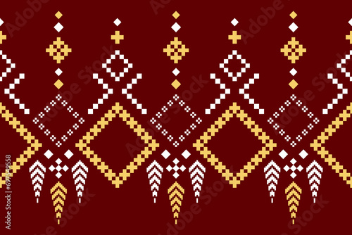 Red Cross stitch colorful geometric traditional ethnic pattern Ikat seamless pattern abstract design for fabric print cloth dress carpet curtains and sarong Aztec African Indian Indonesian