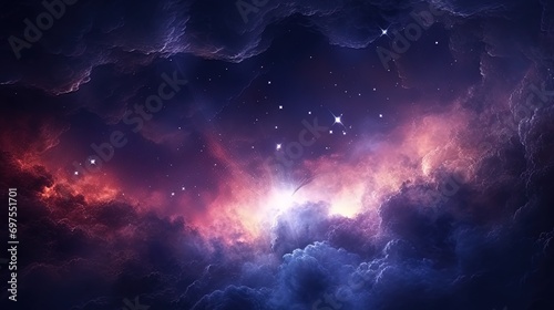 Star luminaries and cosmic clouds form an abstraction that reflects the endless depths of the unive photo
