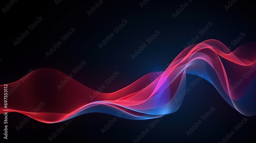 Fototapeta premium Advanced wave drawing. Abstract Neon Light, abstract color background, nightclub empty room interior, Technology. Harmony