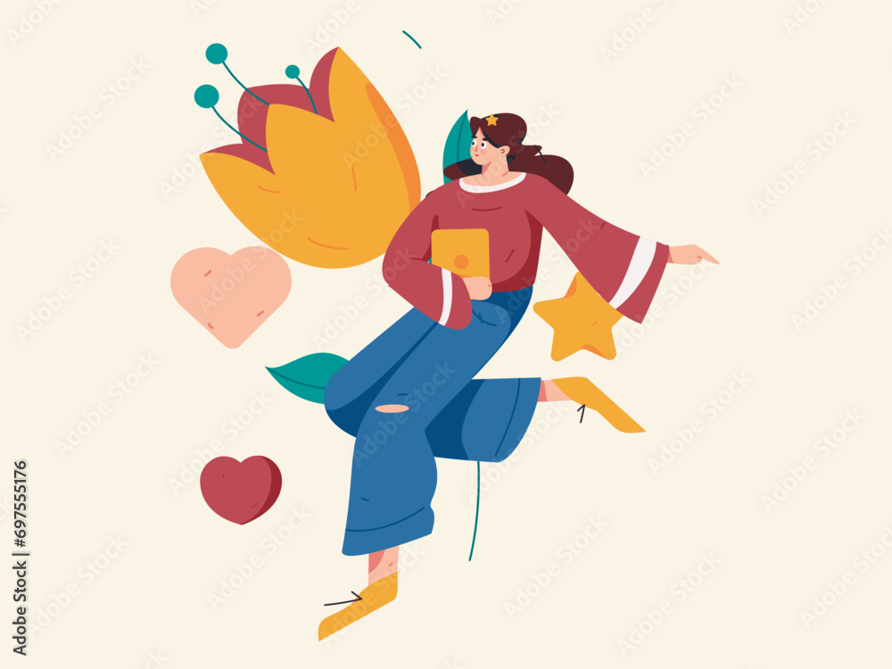 Happy Valentine's Day flat character vector concept business hand drawn illustration
