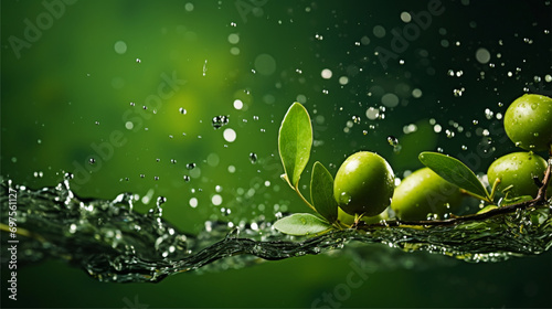 green olive oil liquid background ai visual photo