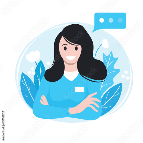 Woman with smartphone sending and receiving messages. Concept of mobile application for secure instant messaging, online chatting and data protection. Modern flat vector illustration for poster,banner