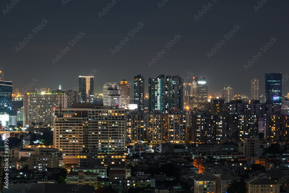 Night of the Metropolitan downtown cityscape urban skyline tower - Cityscape Bangkok city Thailand