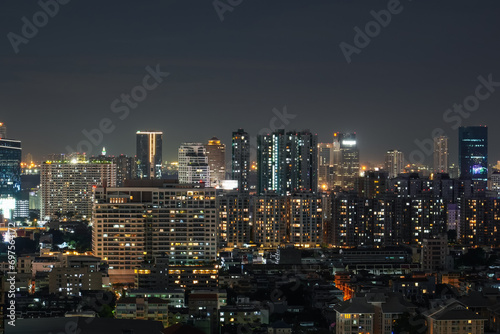 Night of the Metropolitan downtown cityscape urban skyline tower - Cityscape Bangkok city Thailand © aapsky
