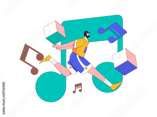Music characters scene flat vector concept operation illustration 