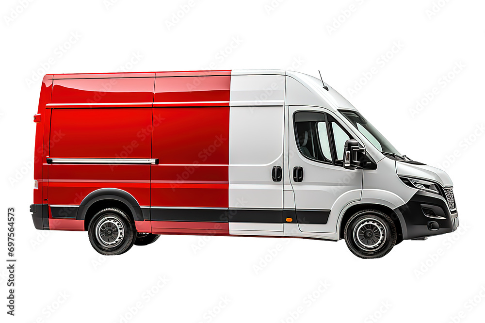 Delivery Van 3D Rendering isolated on a Transparent background. Generative AI