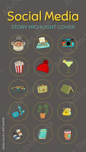 Lifestyle Icon Set  of  Social Media  For IG Stories. Modern Set For Professional, Traveler, Blogger . Highlight Covers, Minimalist Highlights 