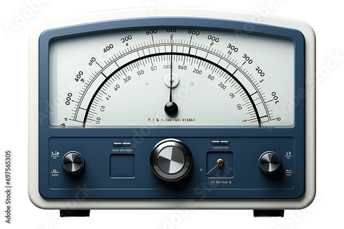Close-up of an vintage ancient voltmeter isolated on a Transparent background. Generative AI