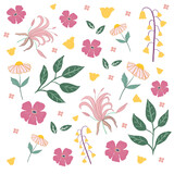 flower illustration unique color in pink