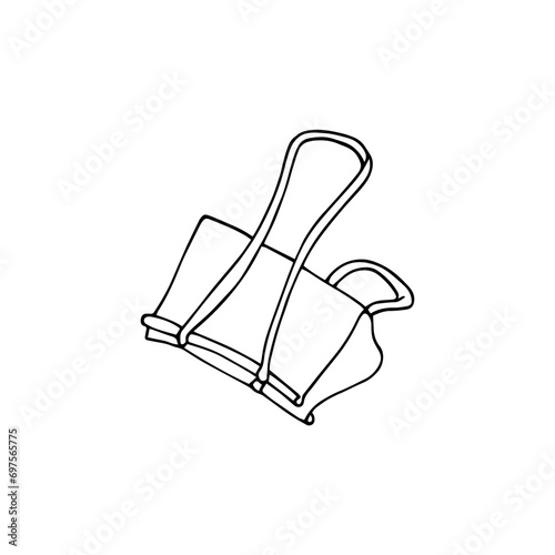 Hand-drawn paper clip. Office supplies on a white background.