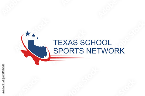 Texas state map, university and sports club logo photo