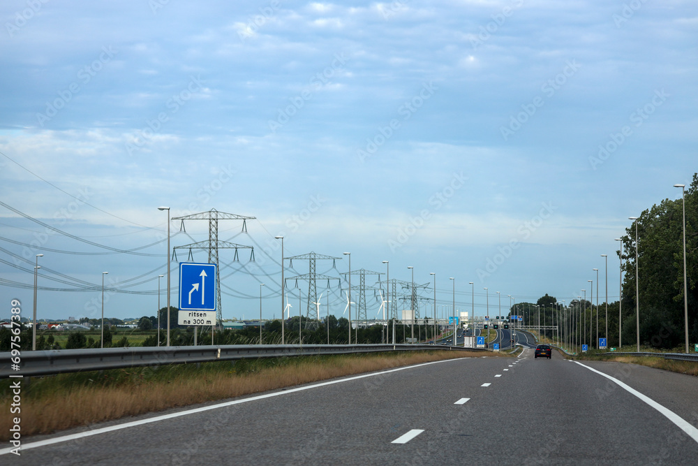 Merging of 2 lanes on slip road to A12 highway near Bleiswijk