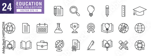 Vector of education icon set, school, college, university, intelligence, science, knowledge, vector EPS 10.