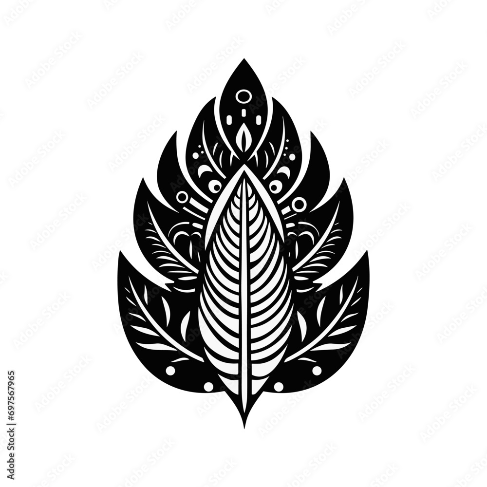 Minimalist abstract tribal leaf in vector. Minimalist abstract tribal leaf in vector.