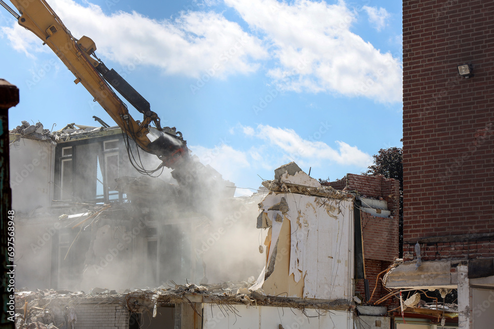 Fototapeta premium demolition of the former Souburgh retirement home in Waddinxveen