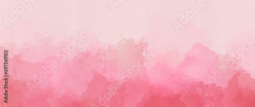 watercolor border in pink color tone on white grunge canvas paper use as banner background template. abstract artistic watercolor art for Valentines, love, romance, wedding concpts.