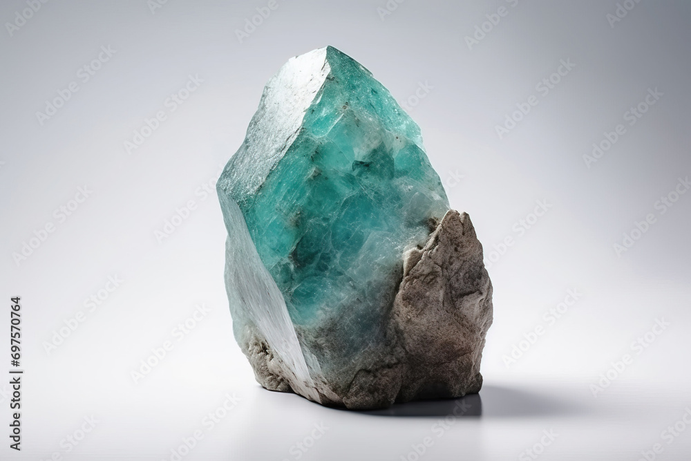 Grandidierite is a rare precious natural stone on white background. AI generated. Header banner mockup with space.