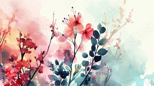 Abstract floral art background. Botanical Watercolor Flowers Design illustrations for wallpapers, banners, prints, posters, covers, greeting and invitation cards.