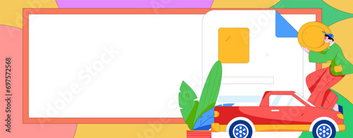 Buy insurance for car flat character vector concept operation illustration
