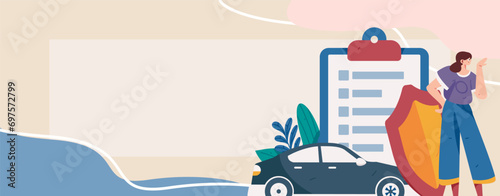 Buy insurance for car flat character vector concept operation illustration

