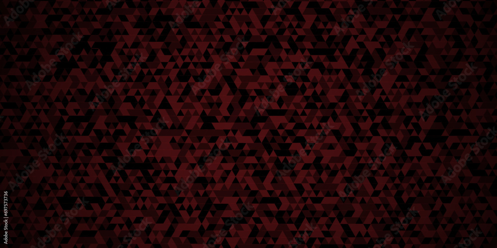 Black and red square triangle tiles pattern mosaic background. Modern seamless geometric dark black pattern background with lines Geometric print composed of triangles.