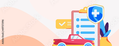 Buy insurance for car flat character vector concept operation illustration
