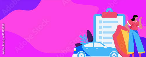 Buy insurance for car flat character vector concept operation illustration
