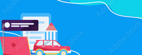 Buy insurance for car flat character vector concept operation illustration
