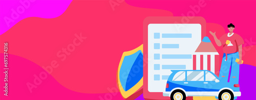 Buy insurance for car flat character vector concept operation illustration

